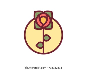 Red rose logo - Vector illustration