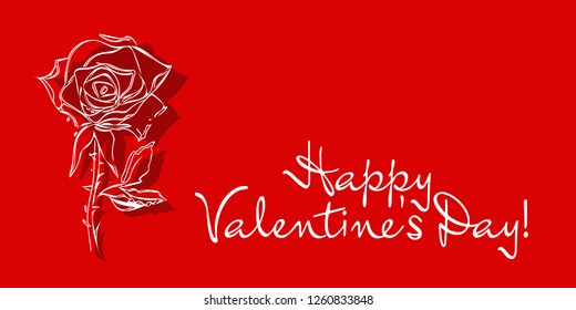 Red Rose. Love Symbol. Vector illustration for Valentines Day Card.
