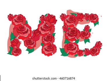 red rose in ME Alphabet vector