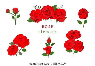 rotes Rosenobjekt mit Blatt-Vektorgrafik für Postkarteneinladung