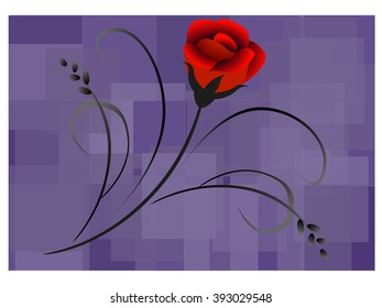 Red rose on an abstract background.