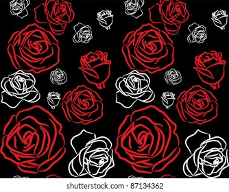 red rose on black background seamless