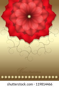 Red rose on a gold background