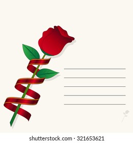 red rose on paper background