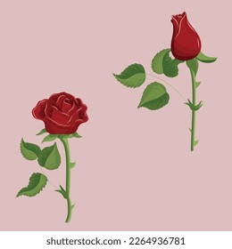 Red rose on a pink background. Seamless pattern. Previous illustration.