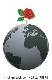
Red rose on planet Earth