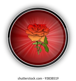 red rose on the round symbol