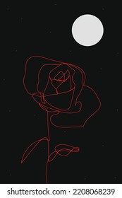 Red Rose One Line Art