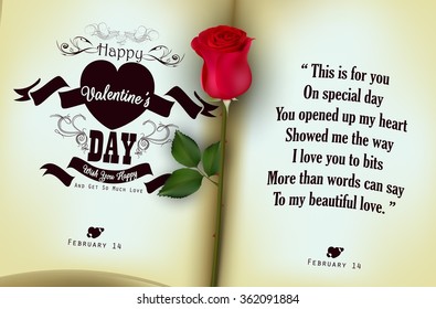 Red rose with open of diary background.vector