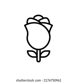 Red Rose Outline Icon Vector Illustration