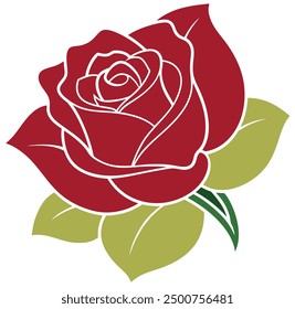 Red rose outline illustration design