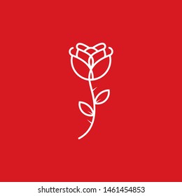 Red Rose Outline style Vector Graphic Logo design Minimalist download