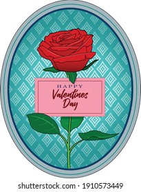 Una rosa roja con un diseño ovalado.