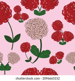 Red Rose pattern design with pink background