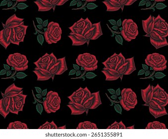Red Rose Pattern designs art illustration