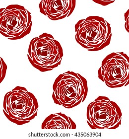 Red rose pattern on white background