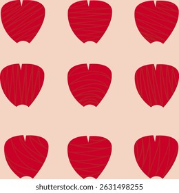 Red rose petal design with striped ornaments.
