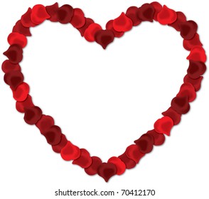 Red rose petal heart vector image on a white background.