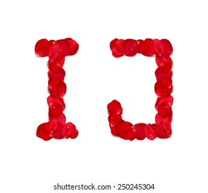 Red rose petals alphabet 