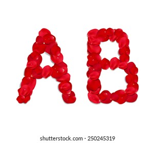 Red rose petals alphabet 