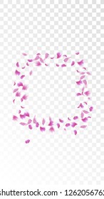 Red Rose Petals Falling Down. Isolated Vector illustration of Rose Petals. Flying Red Sakura Blossom Background. Design of Greeting or Invitation Card. 
