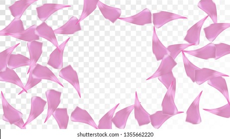 Red Rose Petals Falling Down. Isolated Vector illustration of Rose Petals. Flying Red Sakura Blossom Background. Design of Greeting or Invitation Card. 
