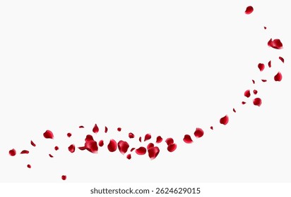 Red rose petals fly in a circle. The center free space for Your photos or text. white background