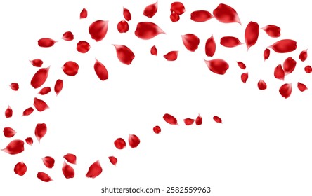 Red rose petals flying element decoration freshening in nature background. botanical vector. spa