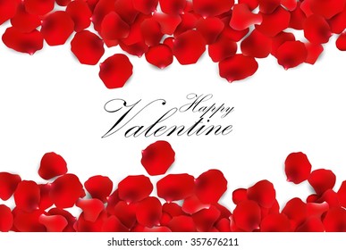 Red rose petals on a white background.vector