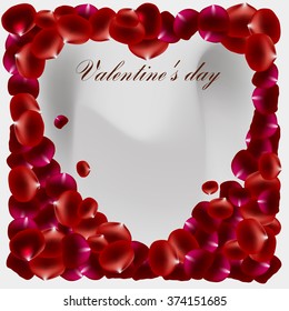 red rose petals . valentine`s card background