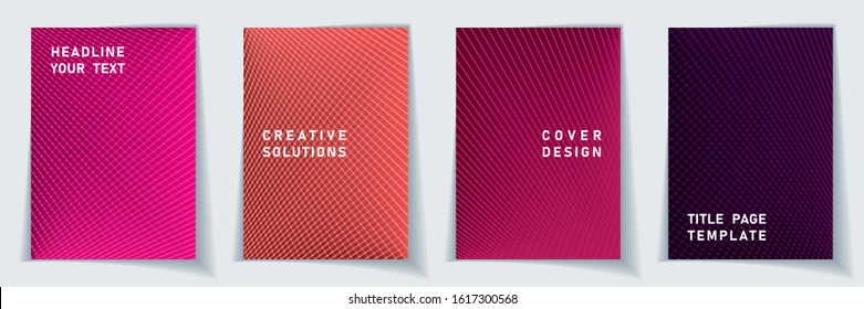 Red rose pink magenta valentine card backgrounds vector collection. Halftone cover page templates for Valentine's Day, holiday greeting card backgrounds set. Pin red cherry halftone patterns.