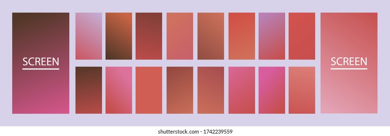 Rote Rose und Rosa Gruppe von Covers Designvorlagen mit lebendigem Gradientenhintergrund. Modernes trendiges Poster mit geometrischen Formen
