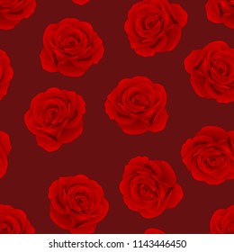 Red Rose - Rosa on Red Background. Valentine Day. Vector Illustration.