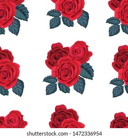 Red rose seamlees pattern in retro styles 