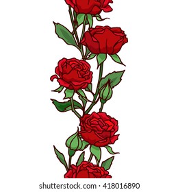 Red Rose seamless border.