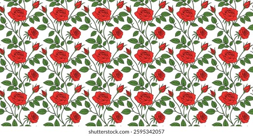 Red rose seamless floral pattern