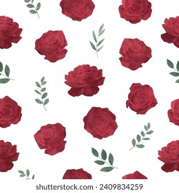 Red Rose Seamless Pattern Flower Frame Background