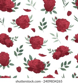 Red Rose Seamless Pattern Flower Frame Background