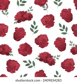 Red Rose Seamless Pattern Flower Frame Background