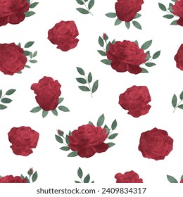 Red Rose Seamless Pattern Flower Frame Background