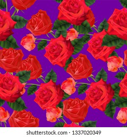 Red rose seamless pattern vector illustration
