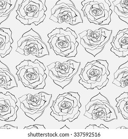 Red rose seamless pattern. Vector illustration for your graphic design.