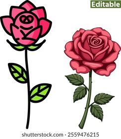 red rose set for floral decorations. cute red rose icons and designs. romantic floral arrangements for special occasions.