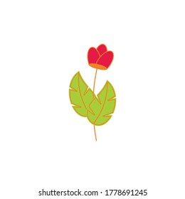 red rose simple colorful lines art decoration vector