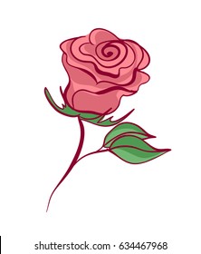 Red rose, single flower, vector, sketch