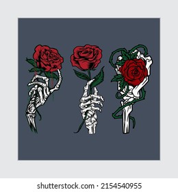 Red Rose in Skeleton