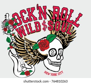 Red rose and skull graphic design