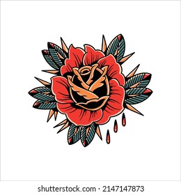 rote Rose-Tattoo-Vektordesign