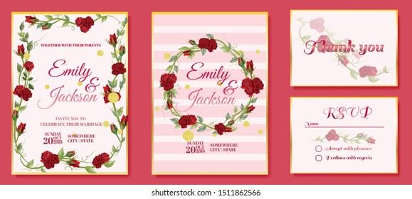 red rose  template set ,frame design with floral and leaf, decorative greeting card or invitation design background, artistic covers design texture