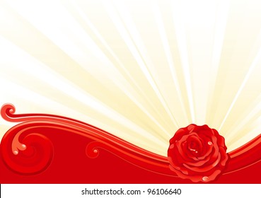 Red rose. Vector abstract background with red rose